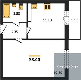 Квартира 38,4 м², 1-комнатная - изображение 1