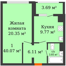 Квартира 40,1 м², 1-комнатная - изображение 1