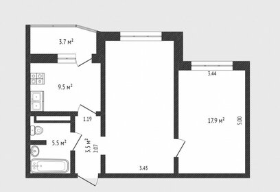 Квартира 58,9 м², 2-комнатная - изображение 1