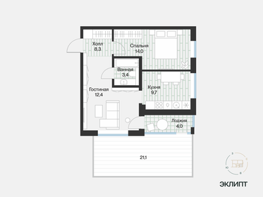 49,7 м², 2-комнатная квартира 6 480 000 ₽ - изображение 58
