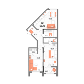 82,6 м², 2-комнатные апартаменты 19 000 000 ₽ - изображение 93