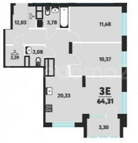 Квартира 64,3 м², 3-комнатная - изображение 1