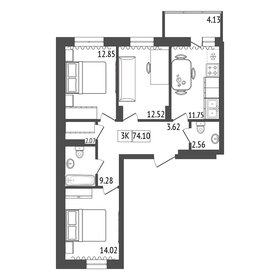 Квартира 74,1 м², 3-комнатная - изображение 2