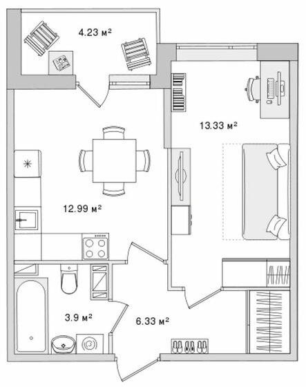 40,8 м², 1-комнатная квартира 13 638 734 ₽ - изображение 1