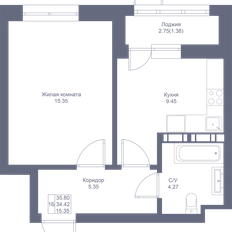 Квартира 35,8 м², 1-комнатная - изображение 3