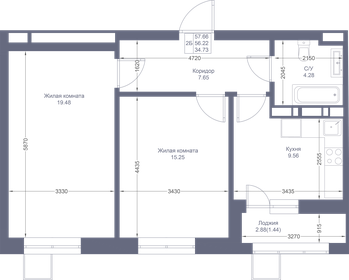 57,7 м², 2-комнатная квартира 11 589 660 ₽ - изображение 47