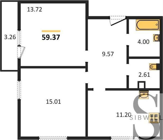 59,4 м², 2-комнатная квартира 9 000 000 ₽ - изображение 1