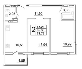 62,3 м², 2-комнатная квартира 6 550 000 ₽ - изображение 86