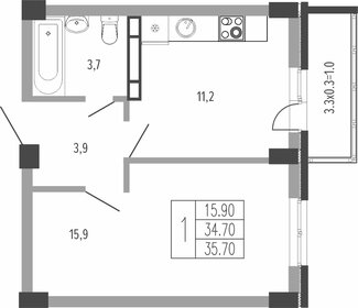 35,4 м², 1-комнатная квартира 8 131 026 ₽ - изображение 22