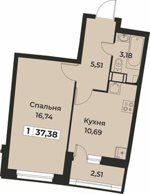 Квартира 37,4 м², 1-комнатная - изображение 1