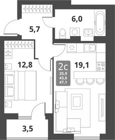 Квартира 47,1 м², 2-комнатная - изображение 1