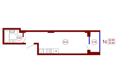 25,1 м², 1-комнатная квартира 2 258 100 ₽ - изображение 93