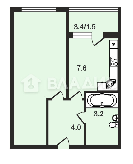 30,3 м², 1-комнатная квартира 5 900 000 ₽ - изображение 1