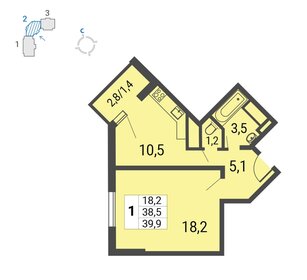 40 м², 1-комнатная квартира 9 150 000 ₽ - изображение 64