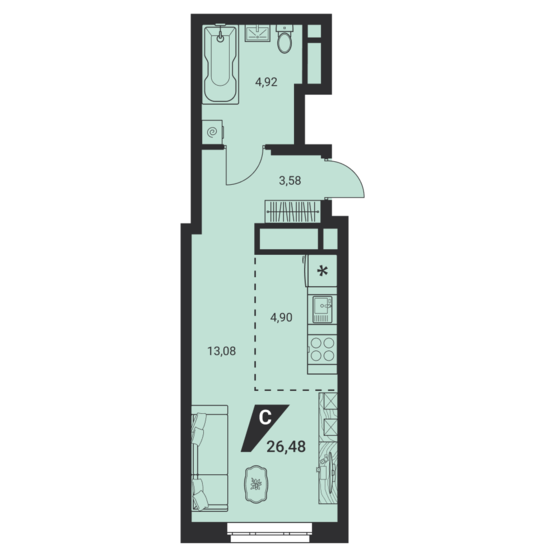 26,5 м², квартира-студия 3 935 266 ₽ - изображение 1