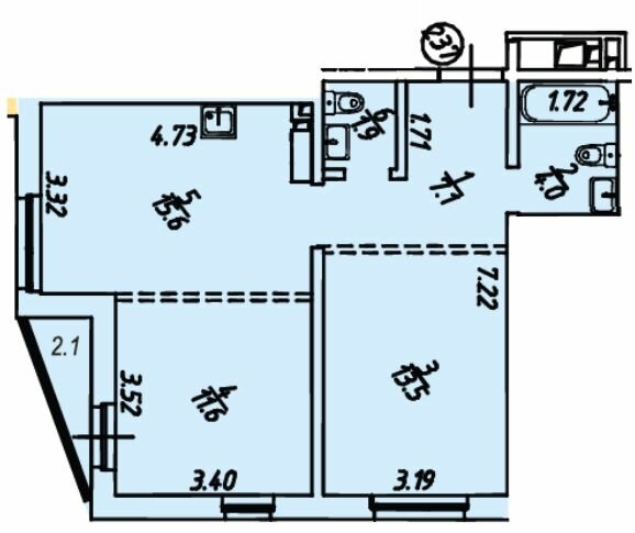 55,8 м², 2-комнатная квартира 10 600 000 ₽ - изображение 1