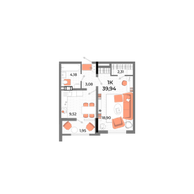 44,9 м², 1-комнатная квартира 8 078 400 ₽ - изображение 15