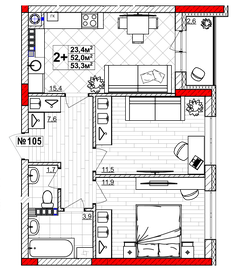55,2 м², 3-комнатная квартира 5 500 000 ₽ - изображение 70