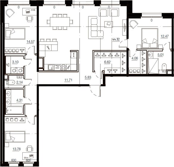 127,9 м², 3-комнатная квартира 45 450 000 ₽ - изображение 1