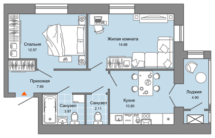 54 м², 2-комнатная квартира 5 507 681 ₽ - изображение 11