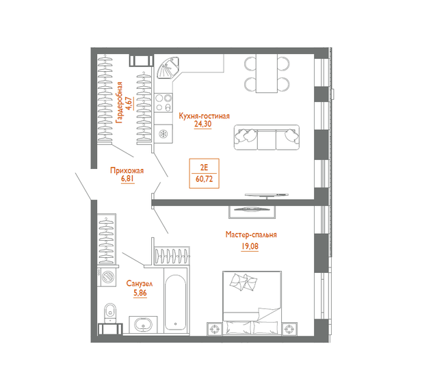 74,6 м², 1-комнатная квартира 28 626 096 ₽ - изображение 1