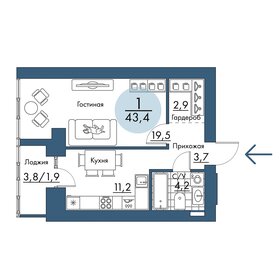 Квартира 43,4 м², 1-комнатная - изображение 1