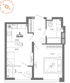 33,9 м², 1-комнатная квартира 5 214 634 ₽ - изображение 37