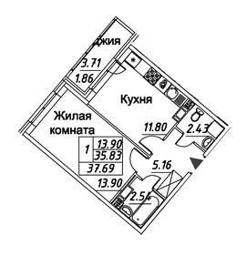 Квартира 37,7 м², 1-комнатная - изображение 1