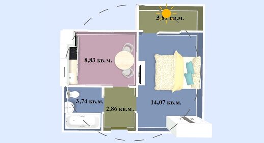 Квартира 33,3 м², 1-комнатная - изображение 1