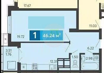 46,2 м², 1-комнатная квартира 5 150 000 ₽ - изображение 1