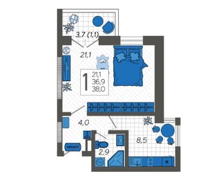 35,1 м², 1-комнатная квартира 13 676 051 ₽ - изображение 42