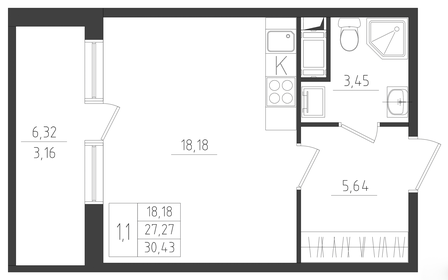 28 м², квартира-студия 3 700 000 ₽ - изображение 117