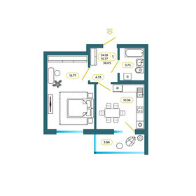 38 м², 1-комнатная квартира 3 800 000 ₽ - изображение 34