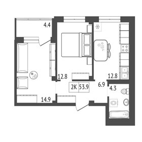 Квартира 53,9 м², 2-комнатная - изображение 2