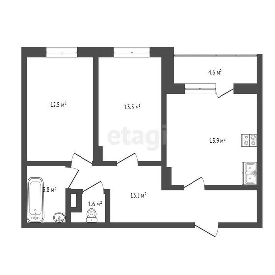 62,7 м², 2-комнатная квартира 6 350 000 ₽ - изображение 8