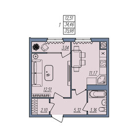 Квартира 36 м², 1-комнатная - изображение 1