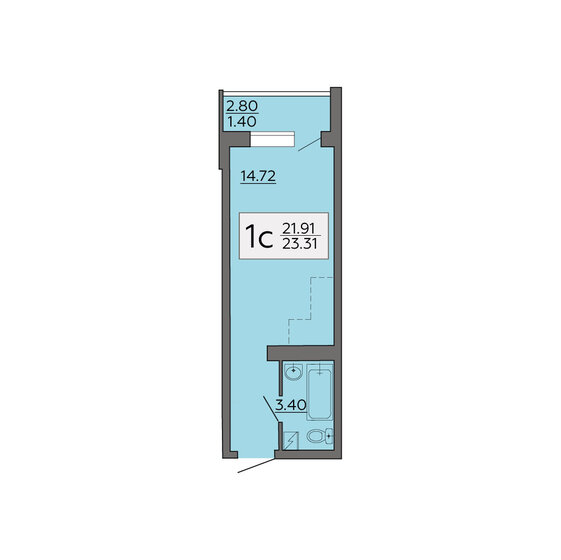 23,3 м², 1-комнатная квартира 2 097 900 ₽ - изображение 1