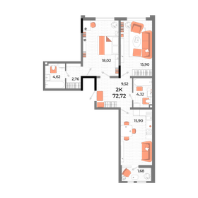 74,5 м², 2-комнатная квартира 12 000 000 ₽ - изображение 40