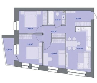 Квартира 69,3 м², 3-комнатная - изображение 1