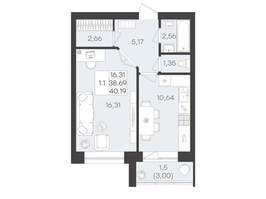 40,2 м², 1-комнатная квартира 5 224 700 ₽ - изображение 50