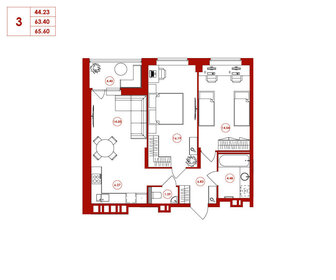 Квартира 65,6 м², 3-комнатная - изображение 2