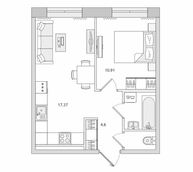 37,3 м², 1-комнатная квартира 10 530 000 ₽ - изображение 1