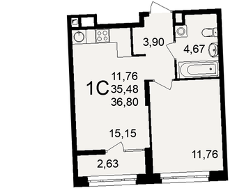 36,8 м², 1-комнатная квартира 4 010 110 ₽ - изображение 9