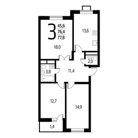 77,8 м², 3-комнатная квартира 16 392 460 ₽ - изображение 26