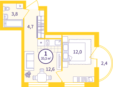 33 м², 1-комнатная квартира 3 700 000 ₽ - изображение 66