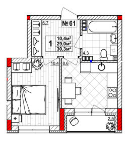 32 м², 1-комнатная квартира 5 290 000 ₽ - изображение 39