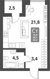 Квартира 35,2 м², студия - изображение 2