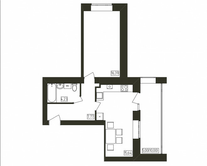 50,8 м², 1-комнатная квартира 4 127 500 ₽ - изображение 1