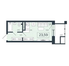 Квартира 23,6 м², 1-комнатная - изображение 1