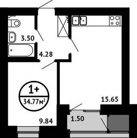 34,8 м², 1-комнатная квартира 4 695 300 ₽ - изображение 40